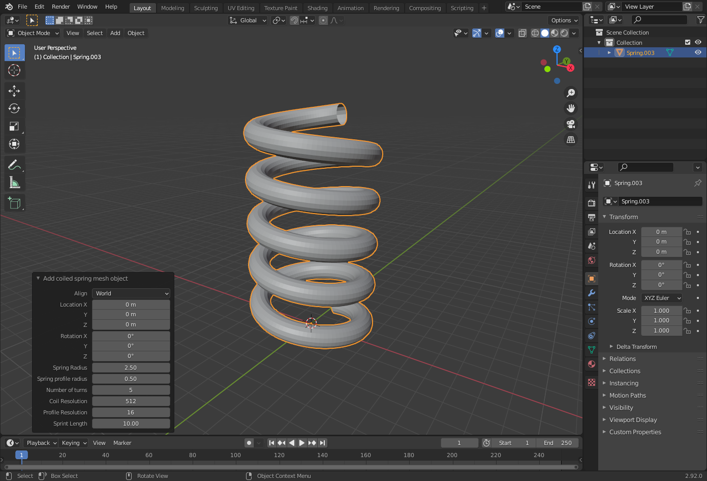 Coiled Spring Sample Screenshot