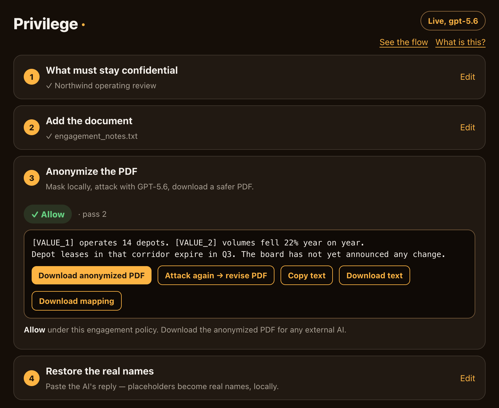 Privilege's local viewer: Allow with anonymized PDF download