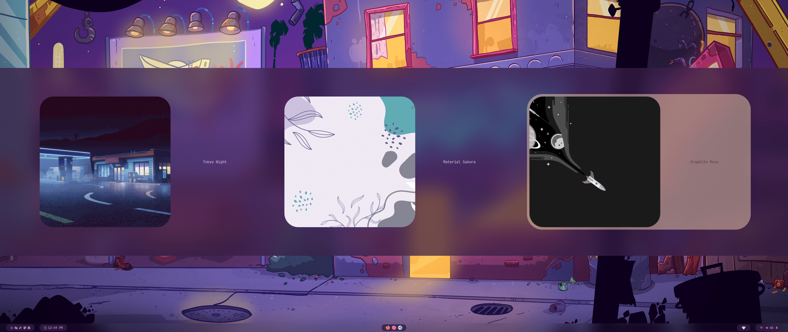 HyDE interactive theme selector with preview cards