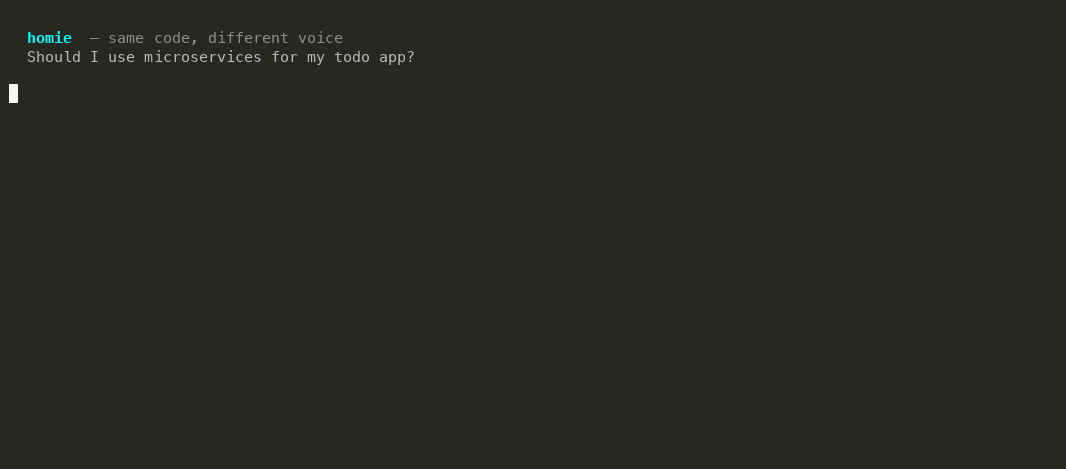 The same prompt answered at off, yo, dawg, and mafa — the voice changes, the answer doesn't