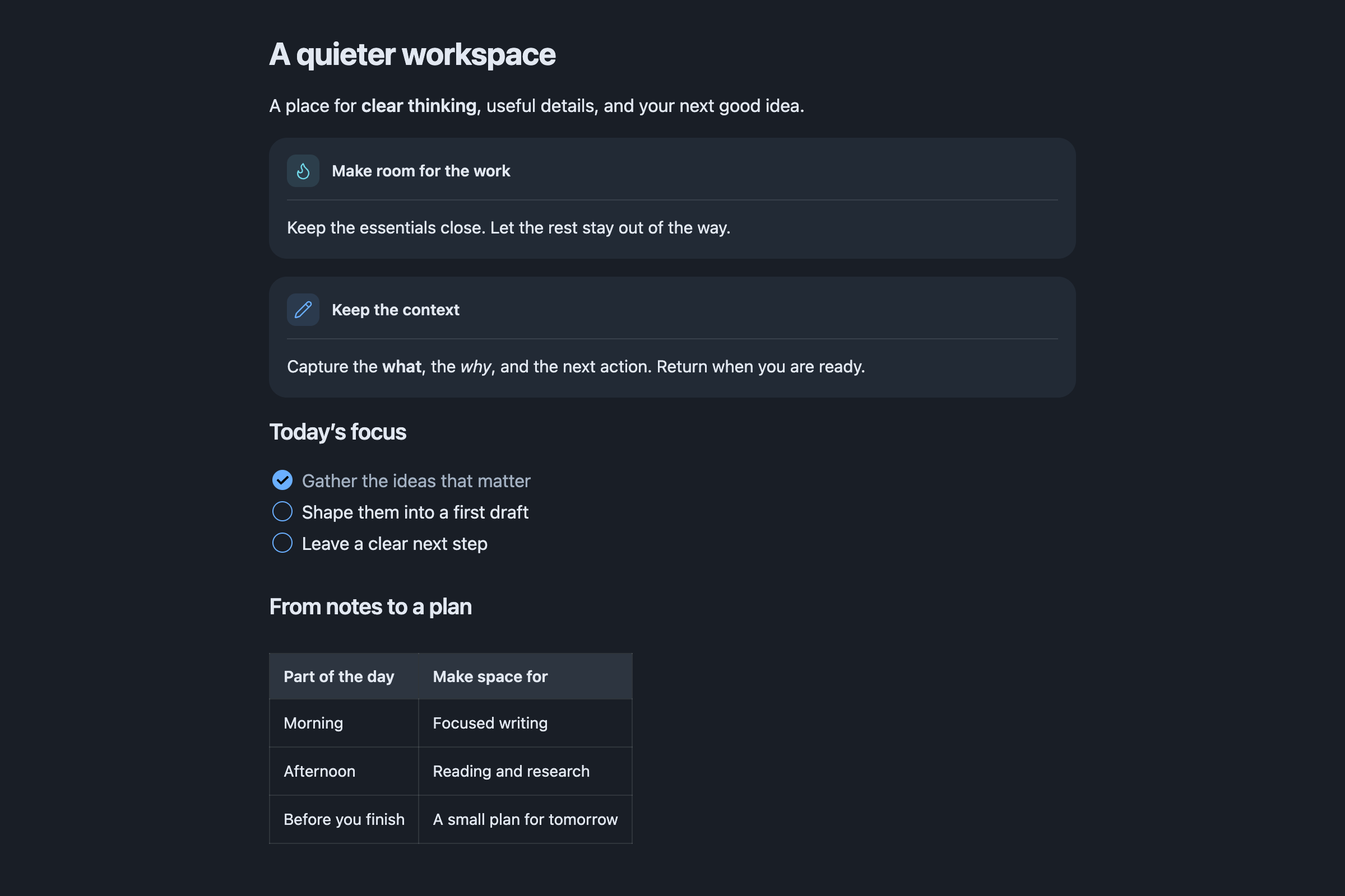 Native Notes with the Ocean preset in dark mode