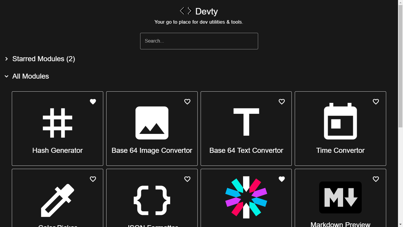 Devty Homepage Screenshot