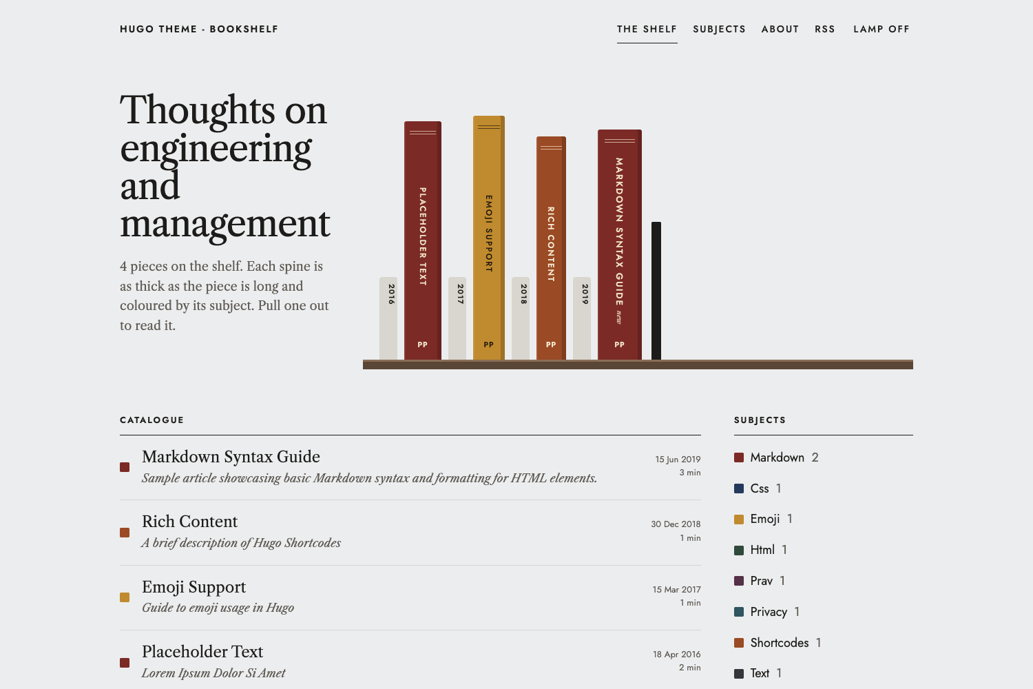 Bookshelf home page