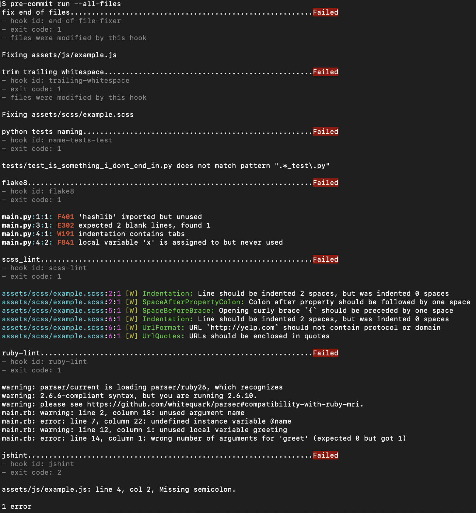 Example failures