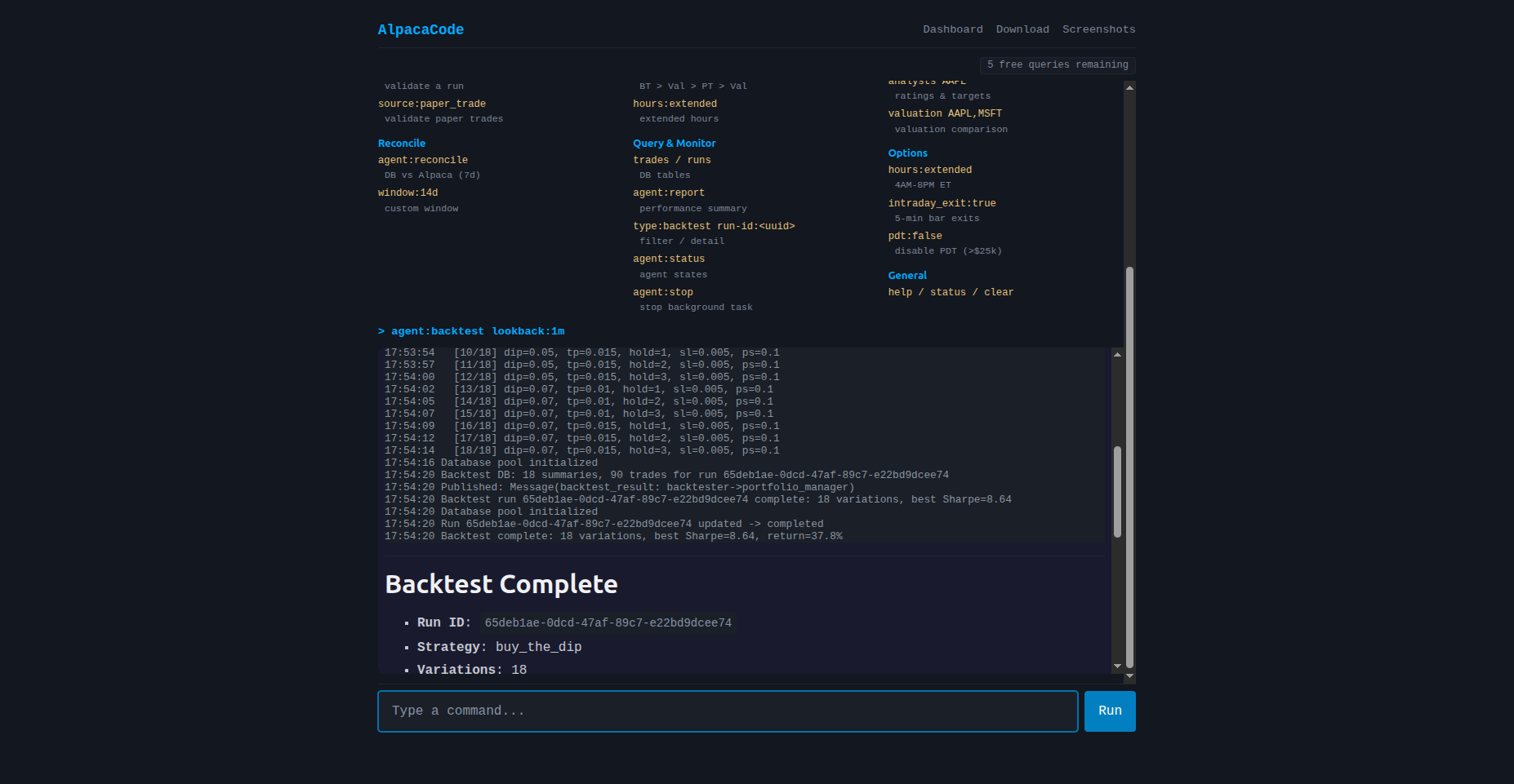 Backtest Streaming