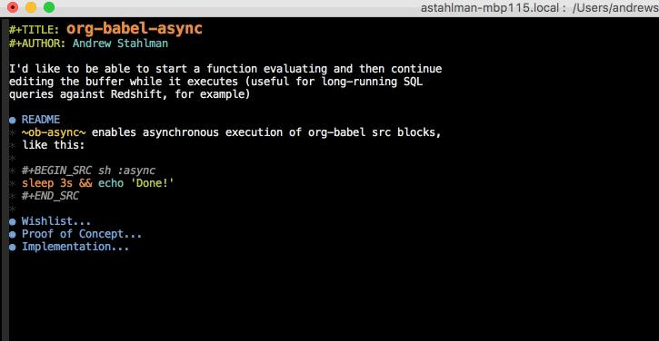 Demo of async sh execution