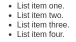 Example of simple generated markup from the MJML Bullet List component