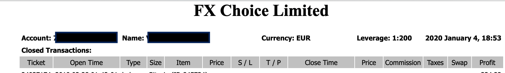 FXChoice Statement