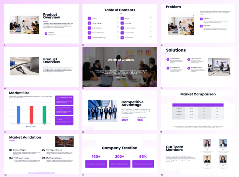 General presentation template with flexible business and educational slide layouts