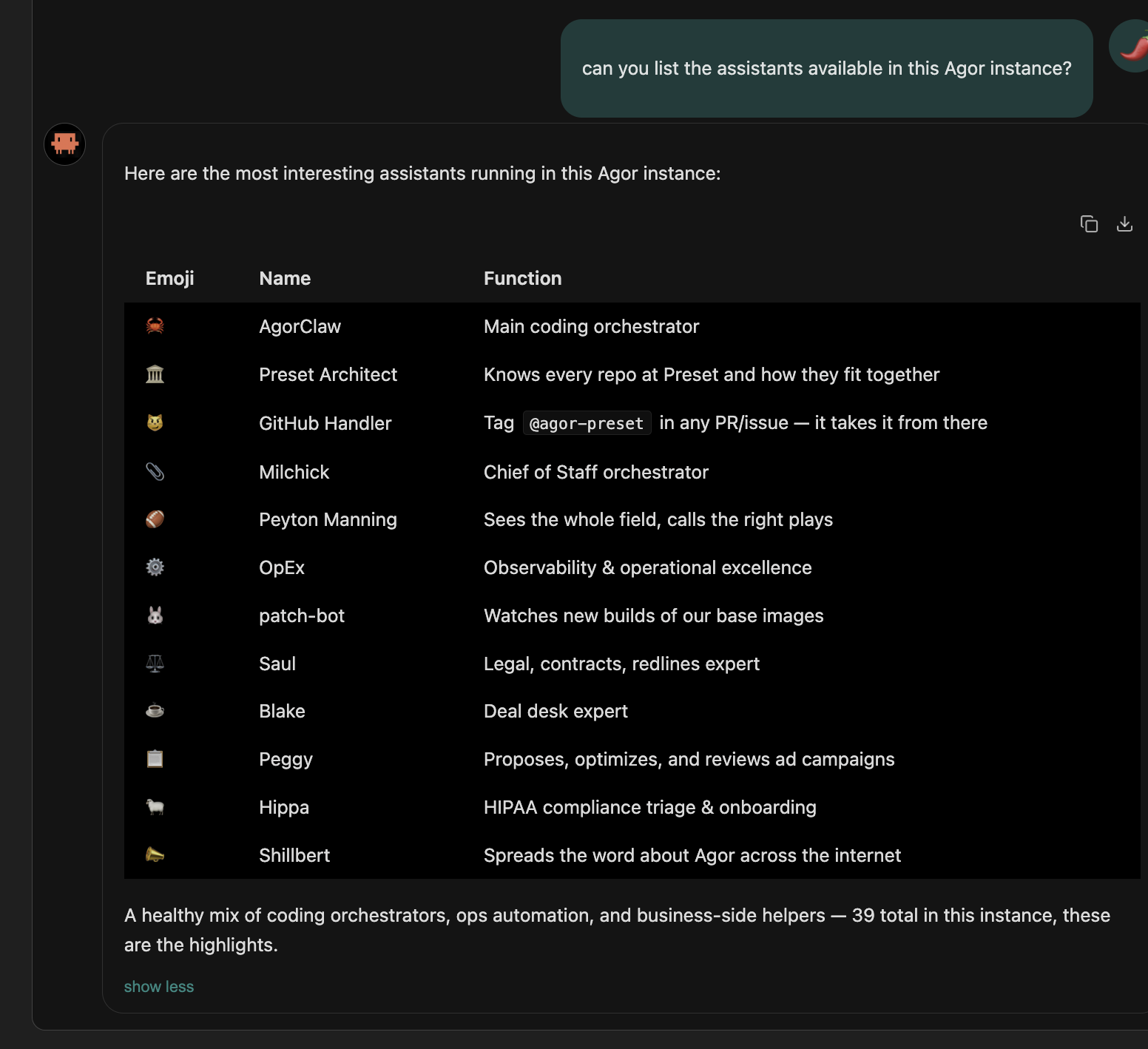 Persistent AI teammates list