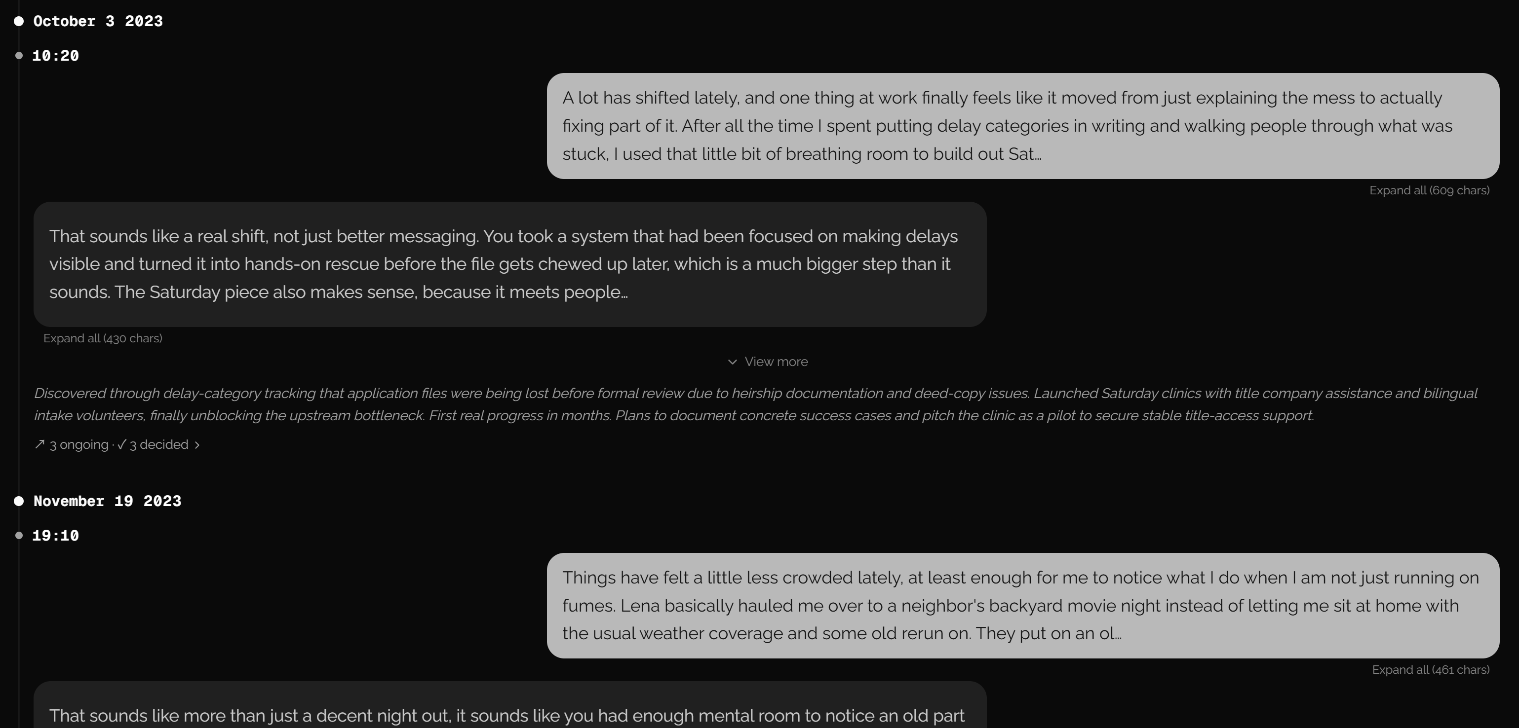 Timeline view