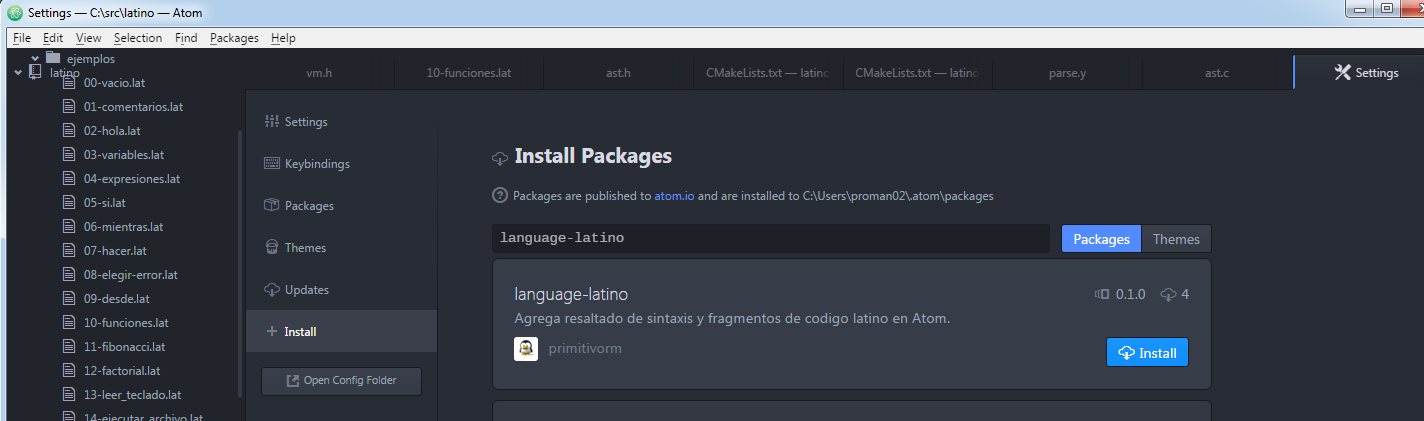 latino atom instalar