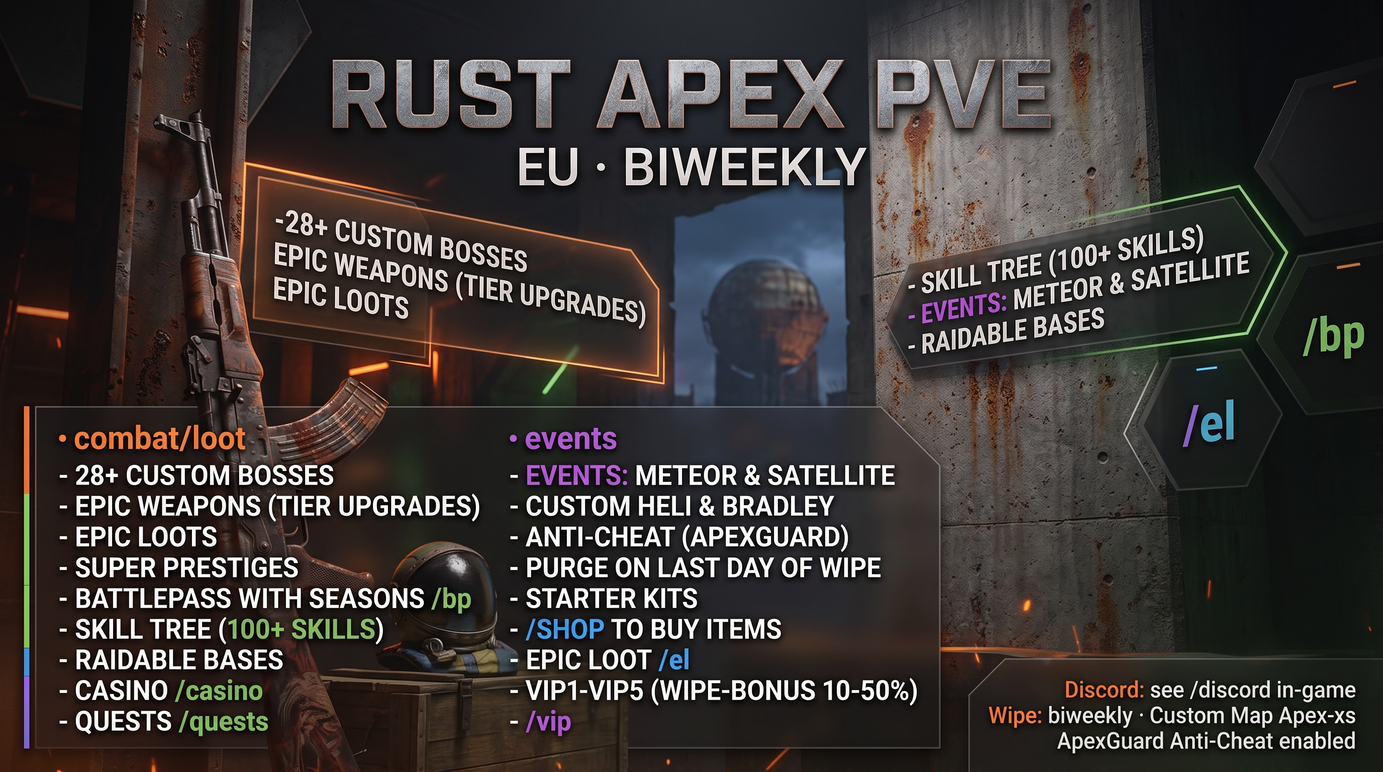 RustApex PVE 10X | 15+ BOSSES | EPIC WEAPONS | SKILL TREE | RAI image