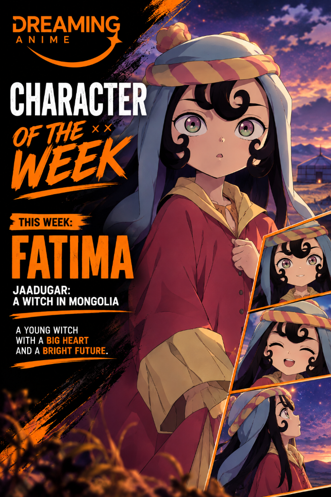 Dreaming Anime Character of the Week cover featuring Fatima from Jaadugar: A Witch in Mongolia