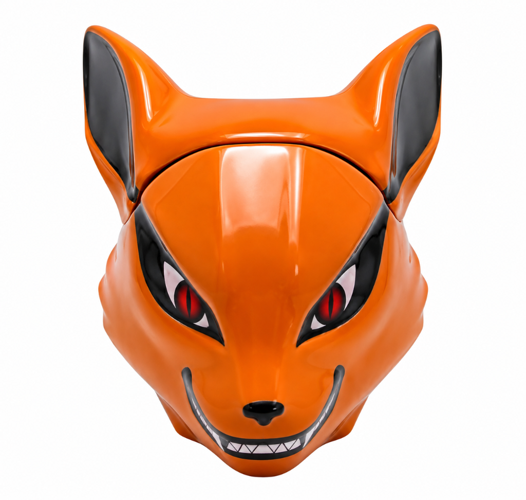 Orange Kurama fox-head ceramic mug