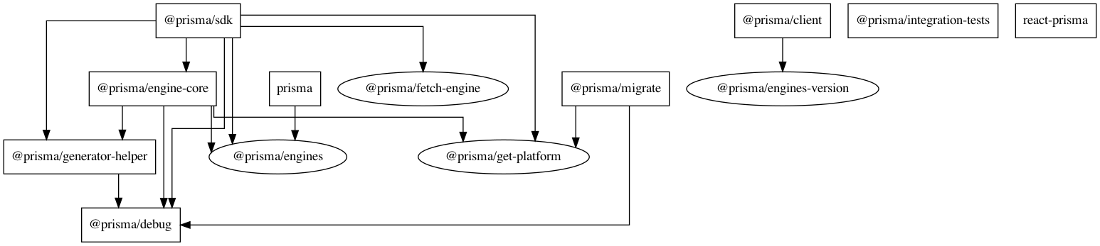 Prisma 저장소의 의존성 그래프 이미지