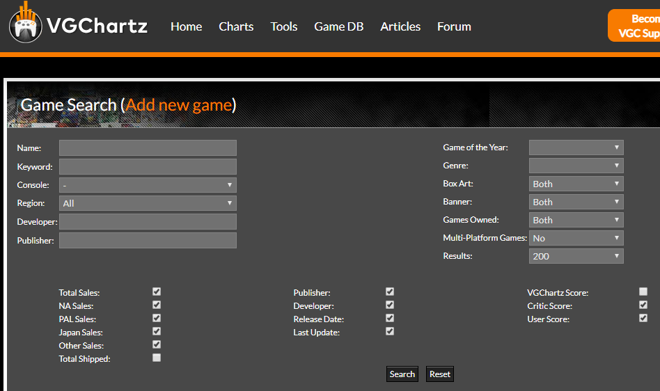VGChartz Search Criteria