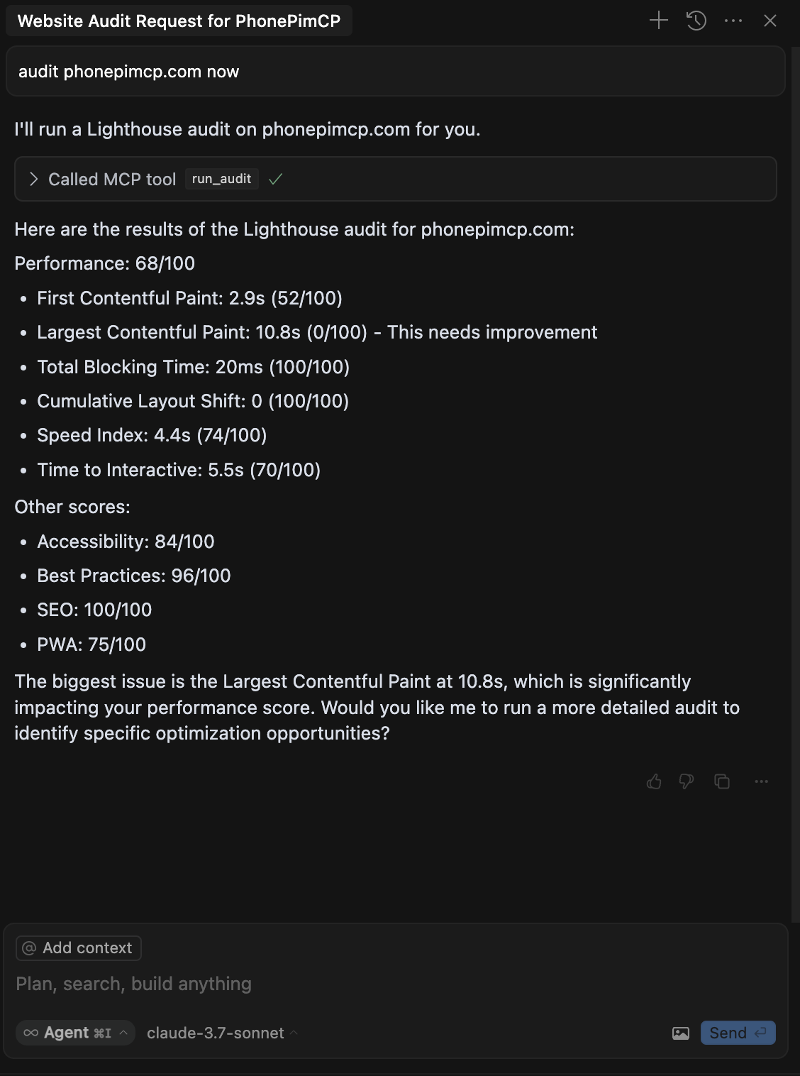 Lighthouse MCP Server Screenshot
