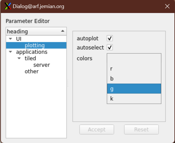 View of example tree and editor