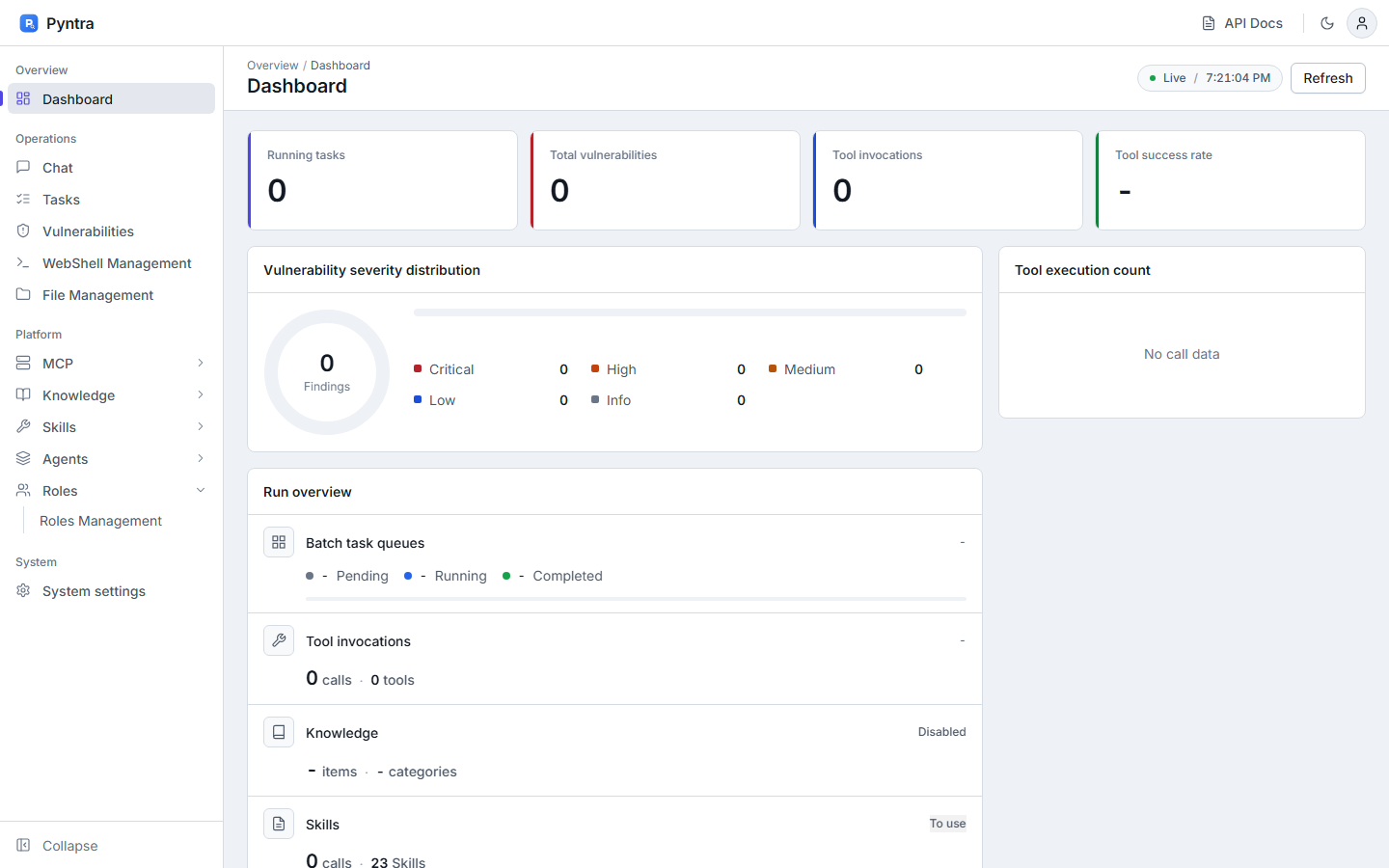Dashboard, light theme