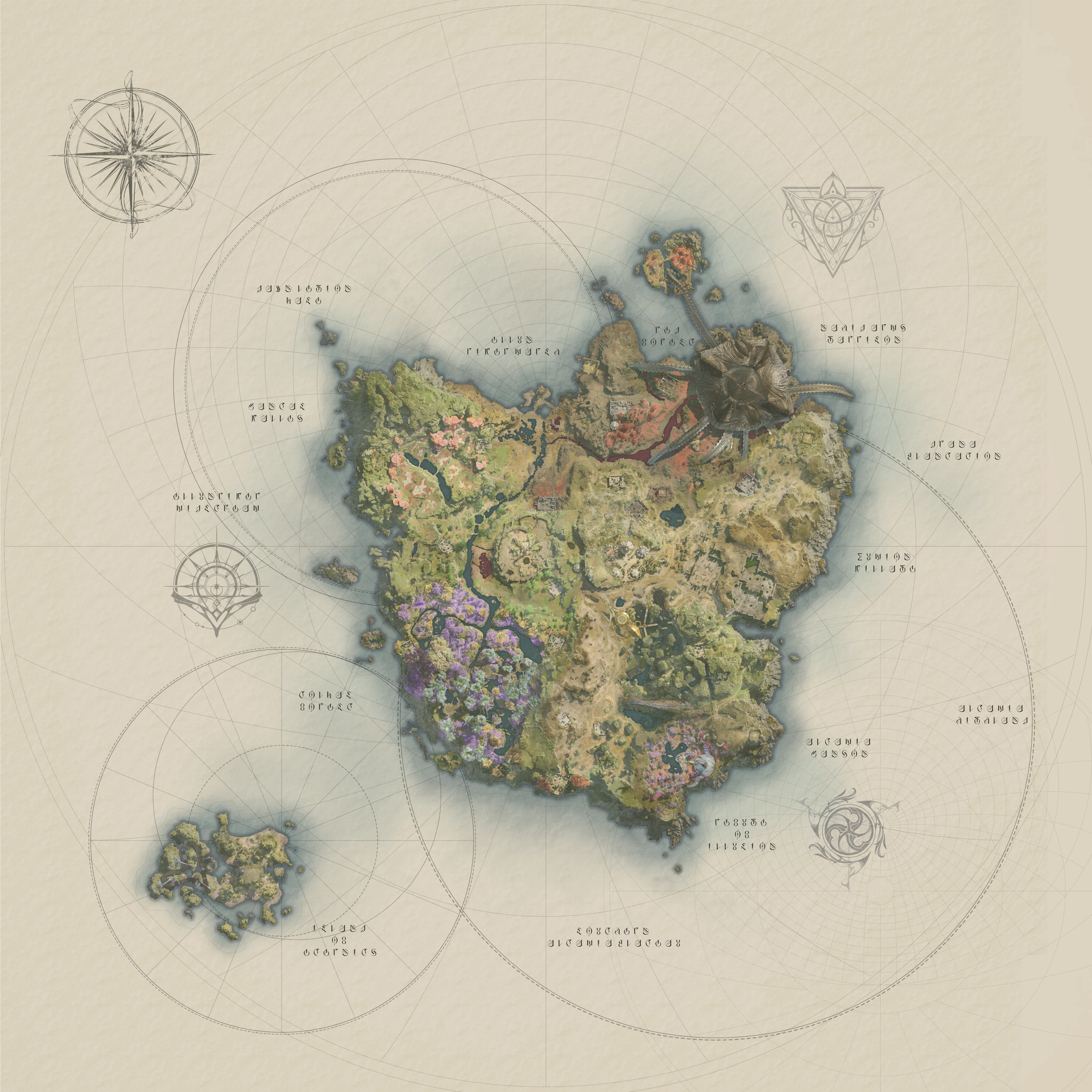 Mapa original de Verteron em Aion 2, lado Elyos