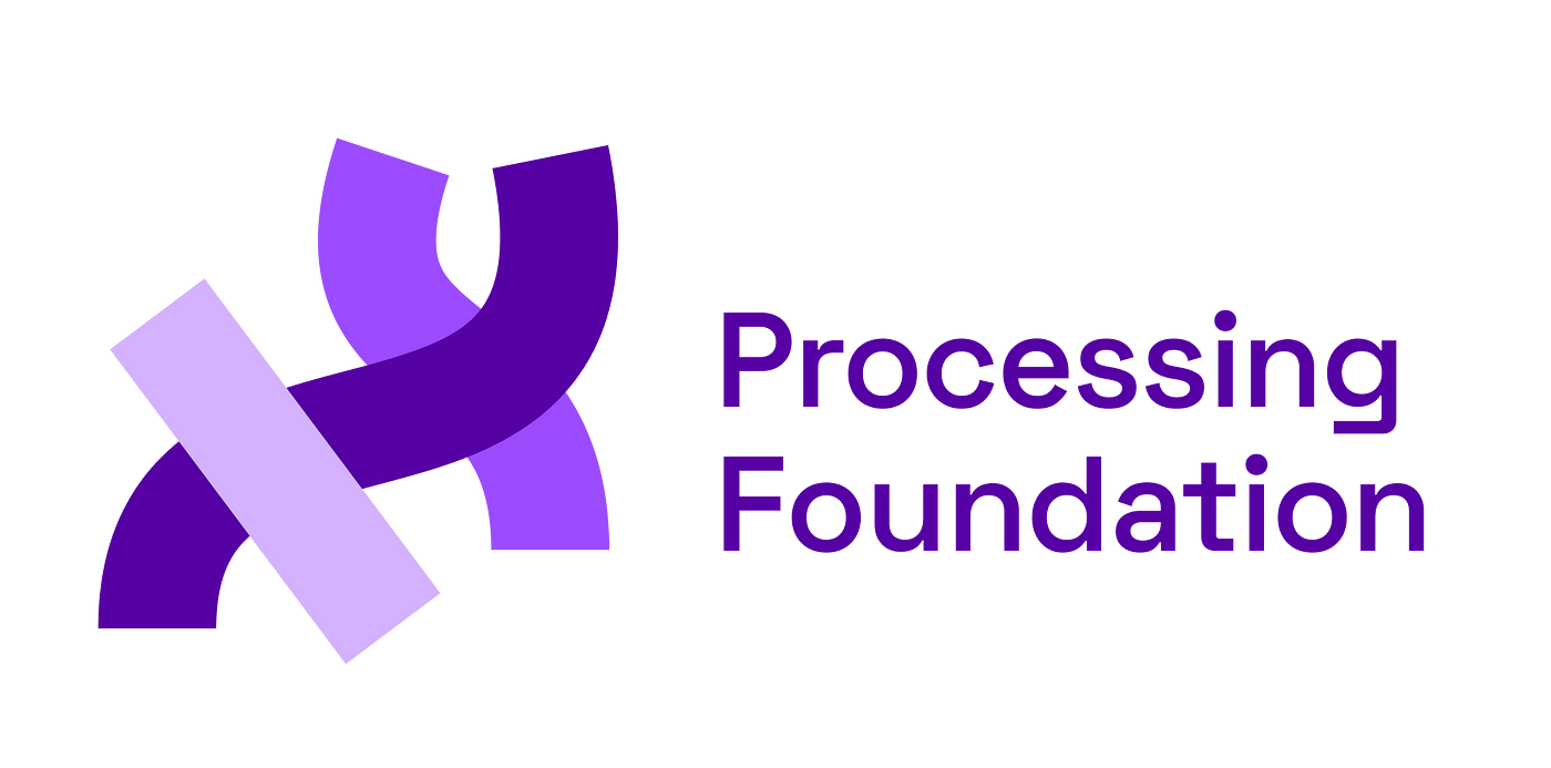 Image description: white background and pueple logo for the Processing Foundation