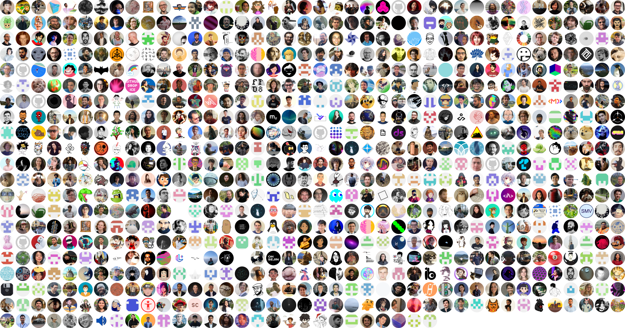 Grid of avatars representing contributors to the p5.js project