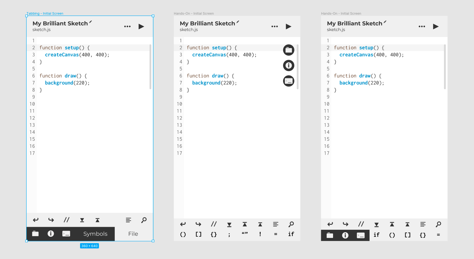 Final mobile UI proposals