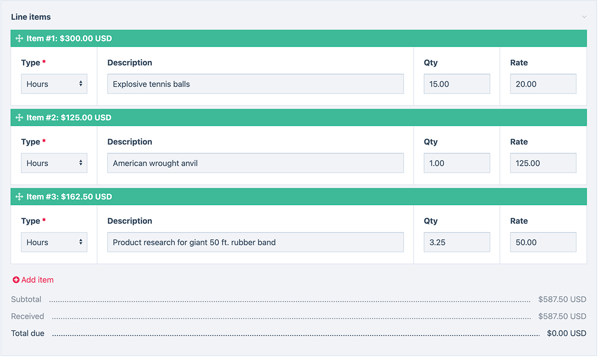 Invoice site profile preview