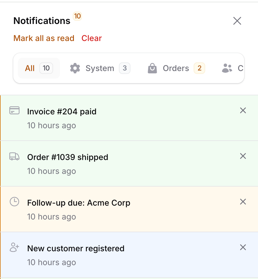 Filament Notification Center
