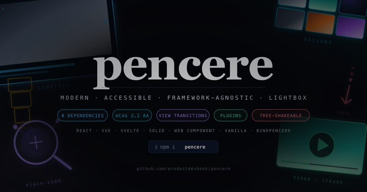 pencere — Modern, accessible, framework-agnostic lightbox