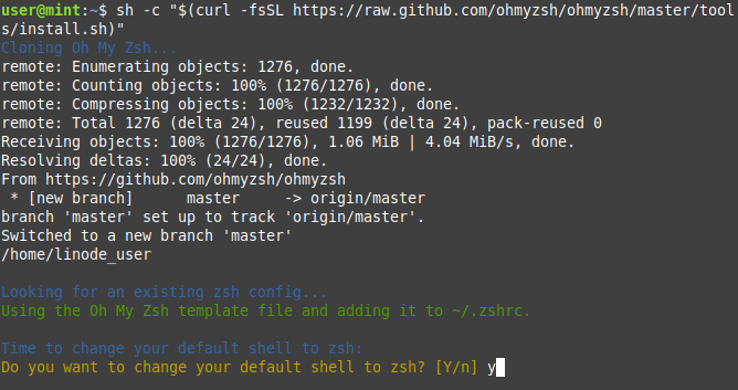 Oh My Shell Configuration Prompt