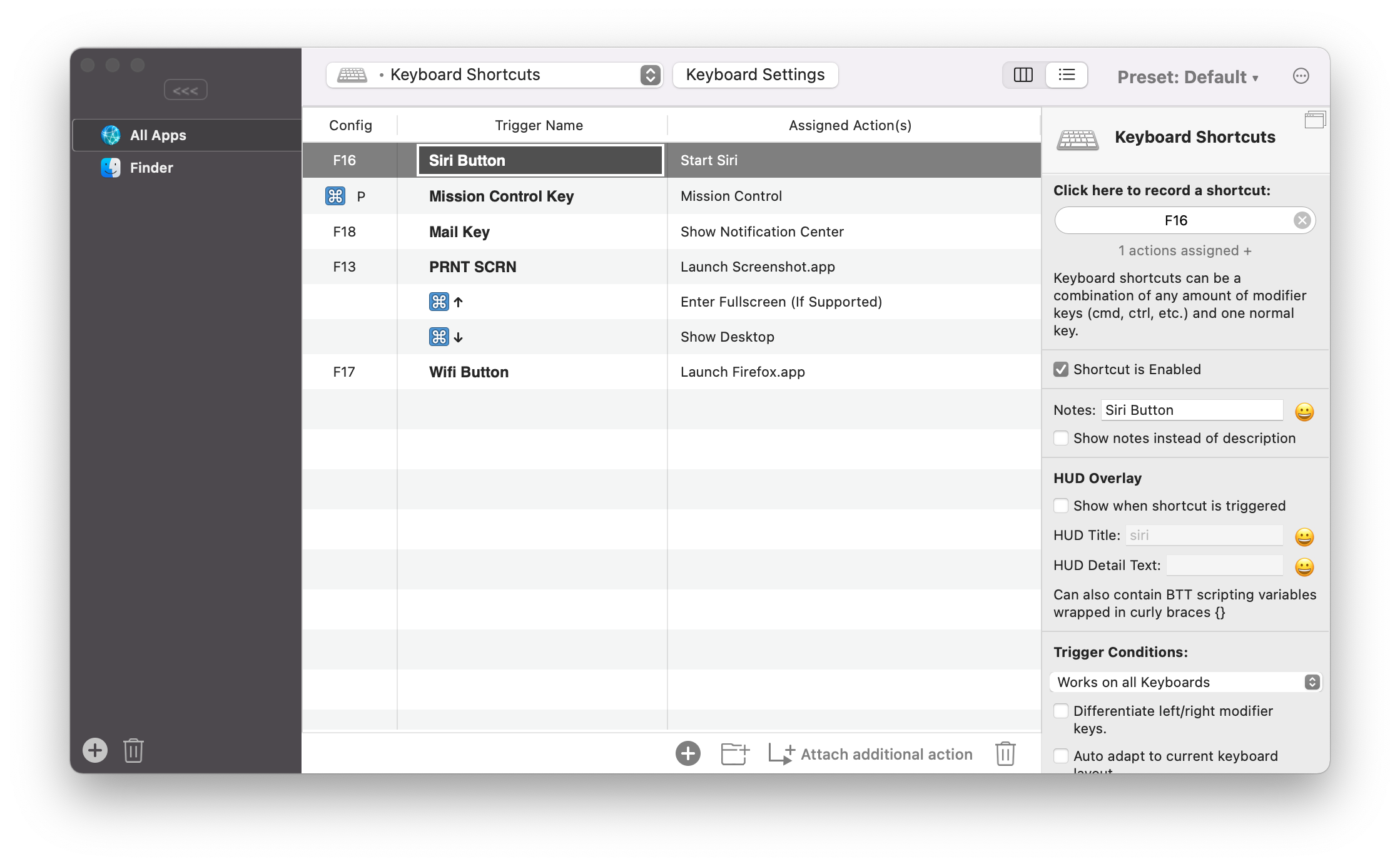 BetterTouchTool Settings