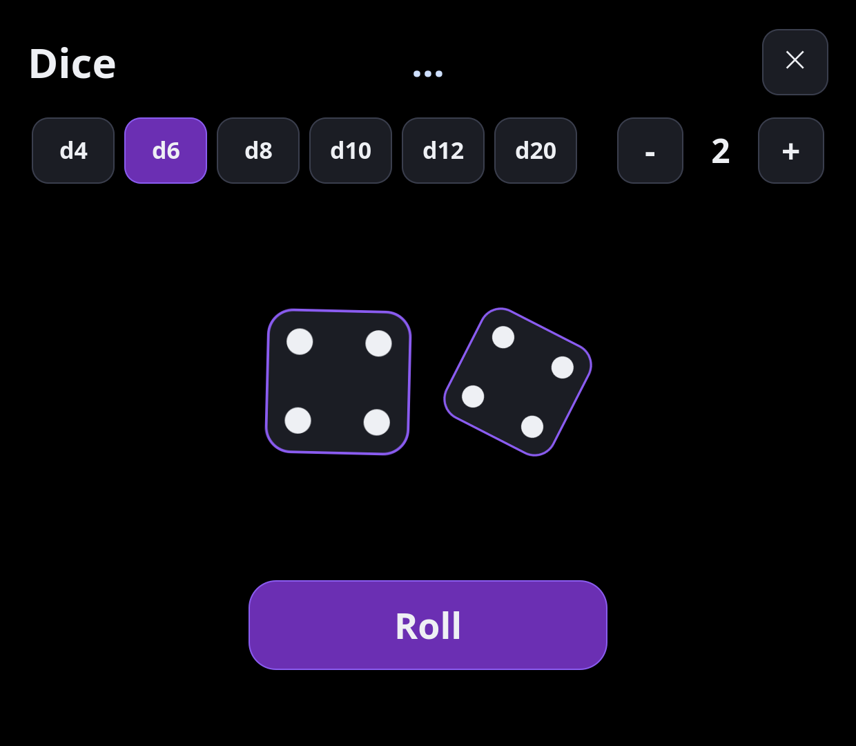 Mid-roll: the dice tumble and the total shows "…"