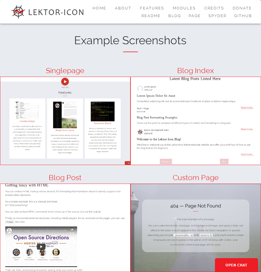 Screenshot of Lektor-Icon screenshot section