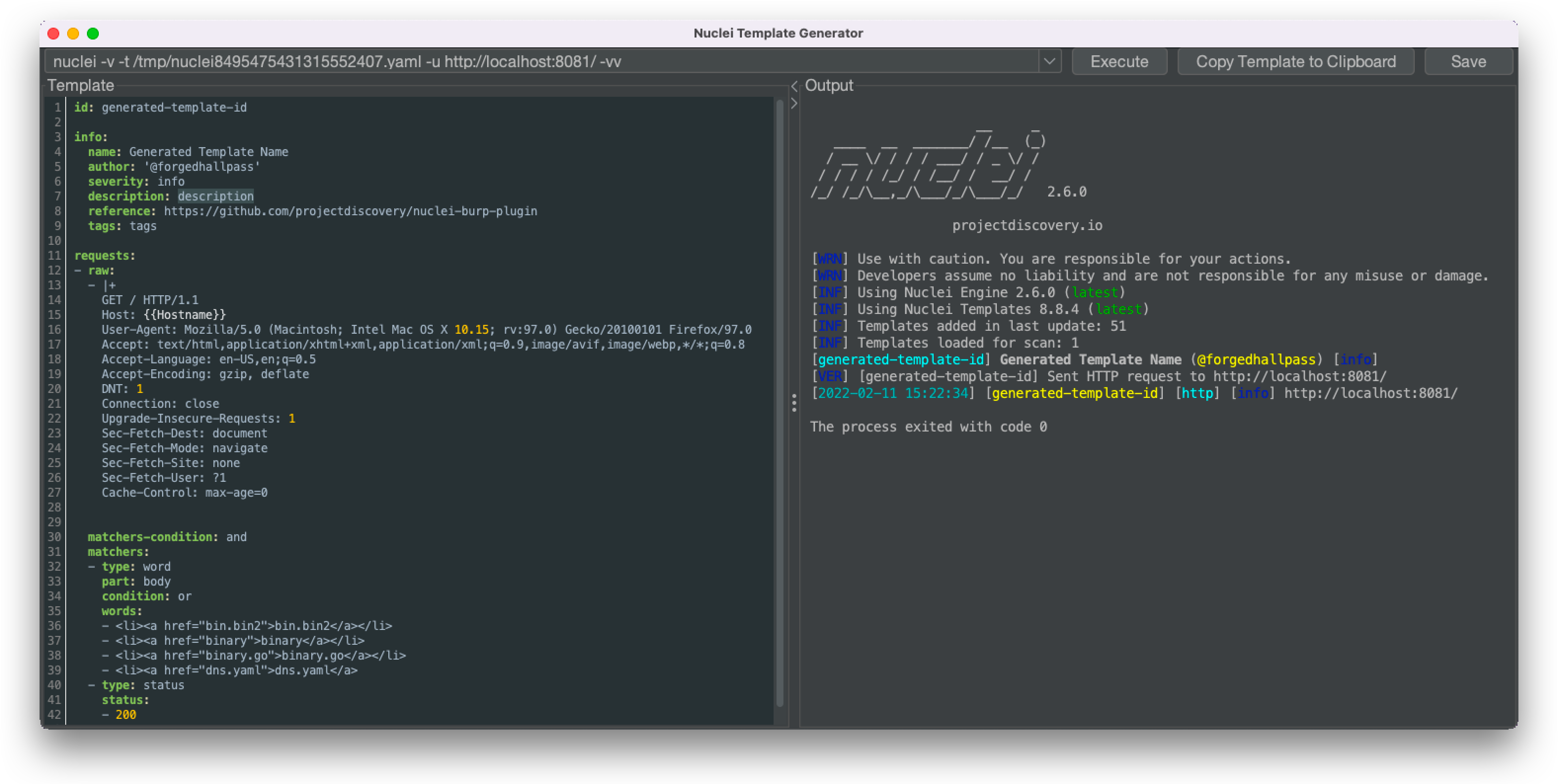 Generated multi-word matcher on response body Generated multi-word matcher on response body