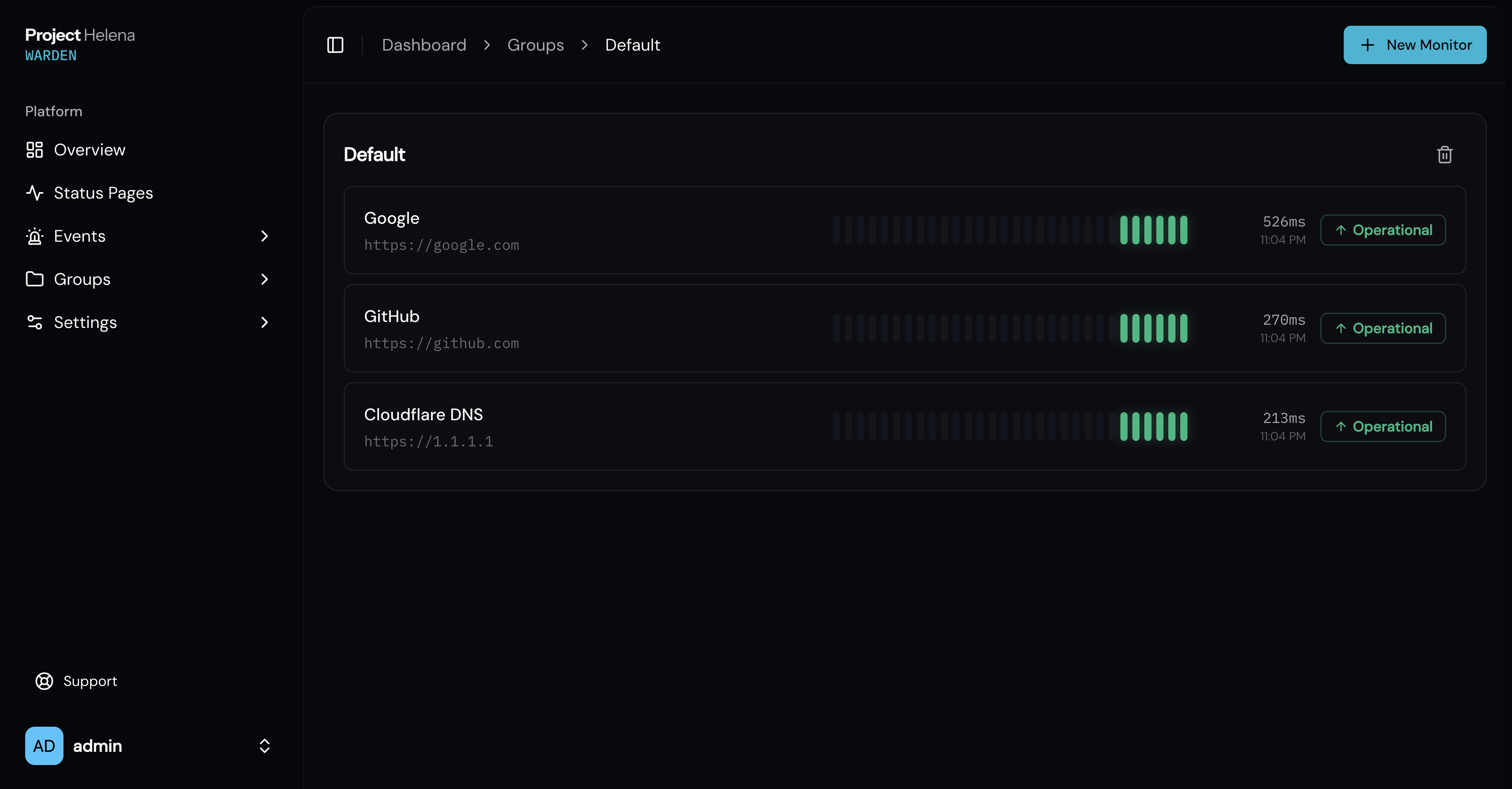 Warden dashboard
