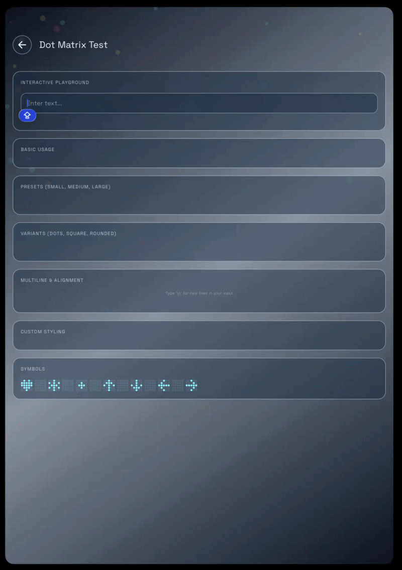 Animated dot matrix text demo