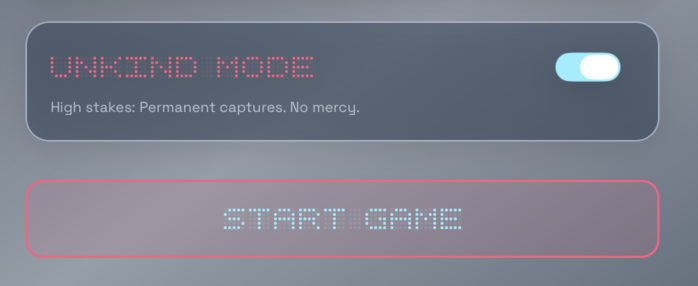 INSTALL UNKIND rendered with dot matrix text