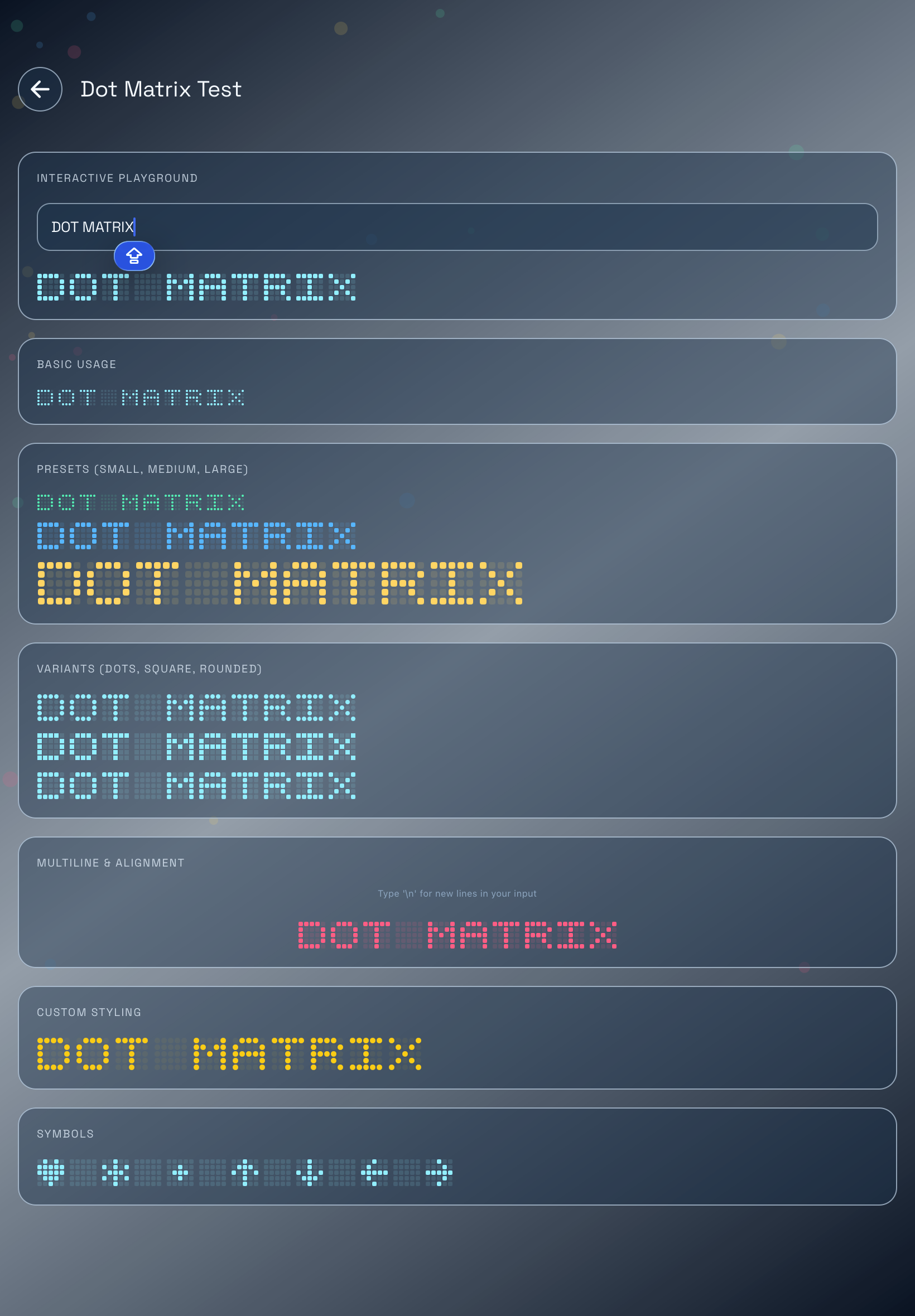 Dot matrix text variants showcase