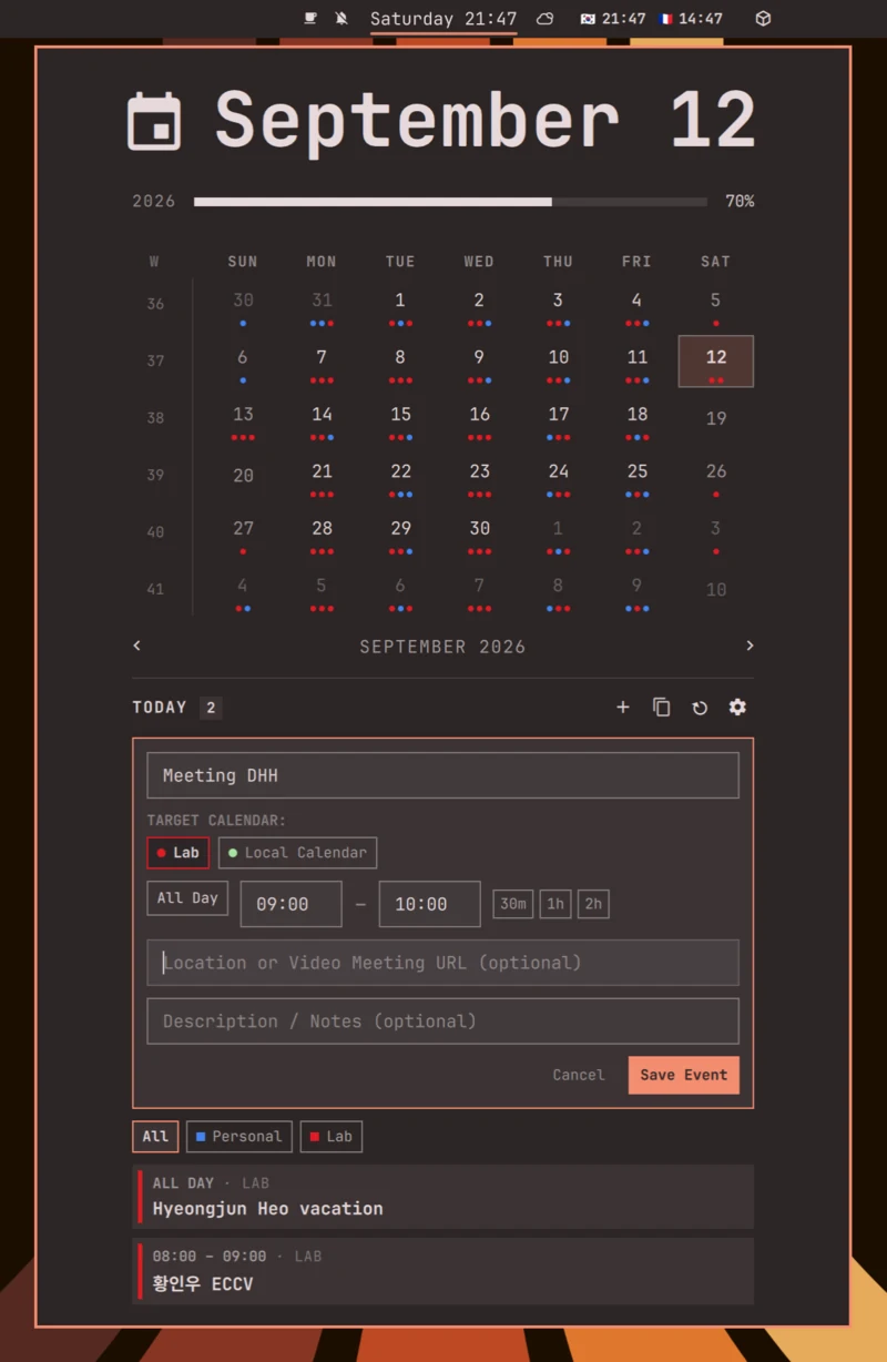 Creating an event and picking which calendar it lands in