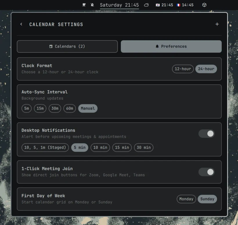 Plugin settings