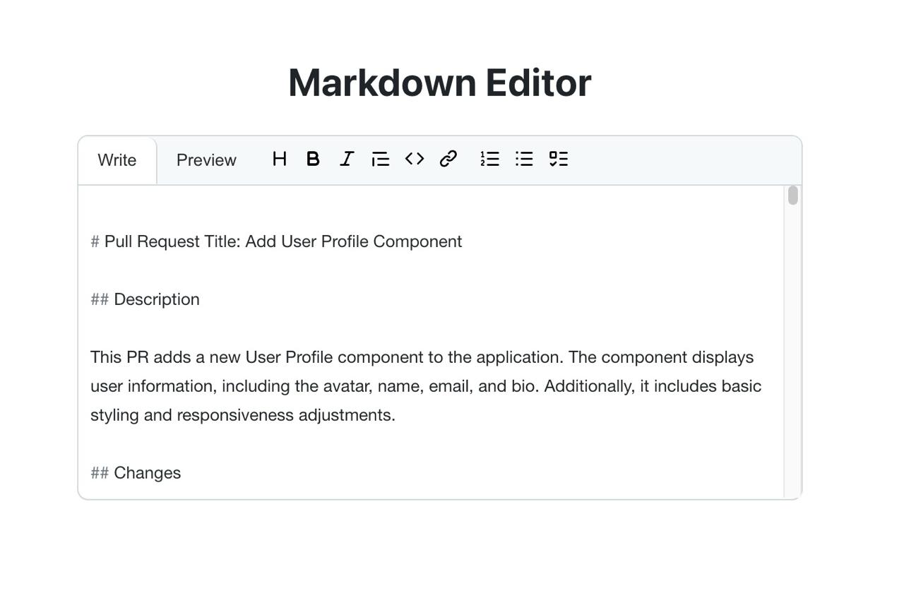 Markdown editor screenshot