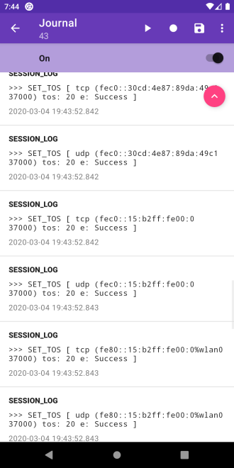session log