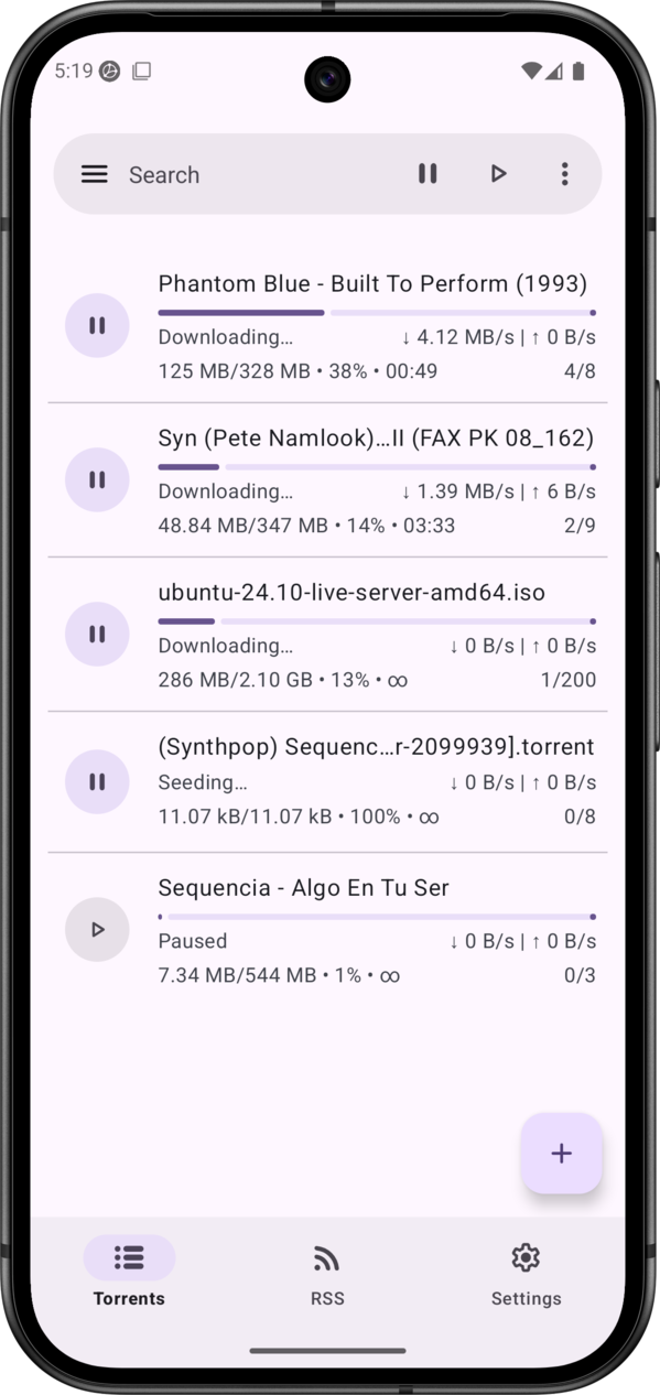 Screenshot 1 of LibreTorrent — opens full size