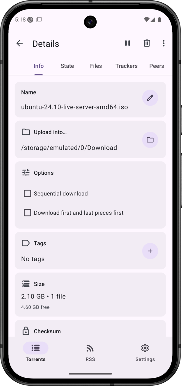 Screenshot 3 of LibreTorrent — opens full size
