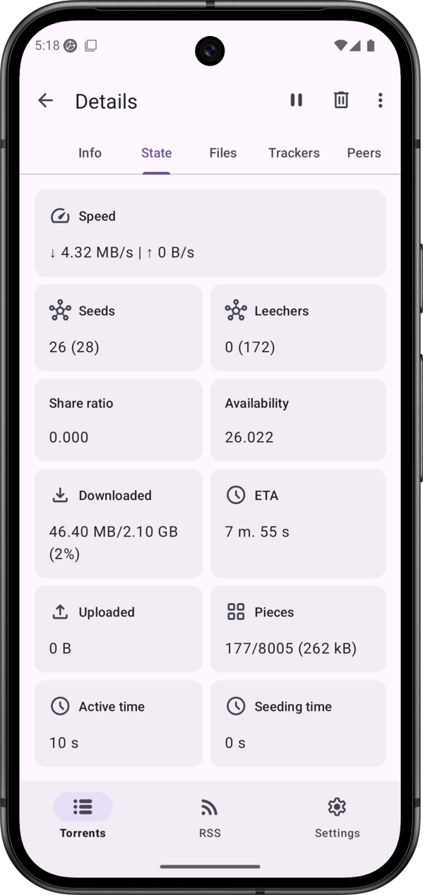 Screenshot 5 of LibreTorrent — opens full size