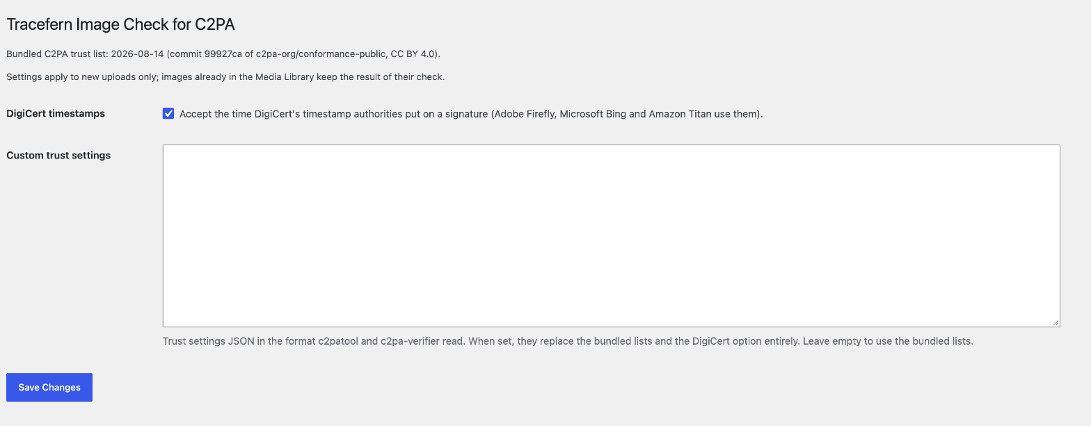 Settings → Tracefern