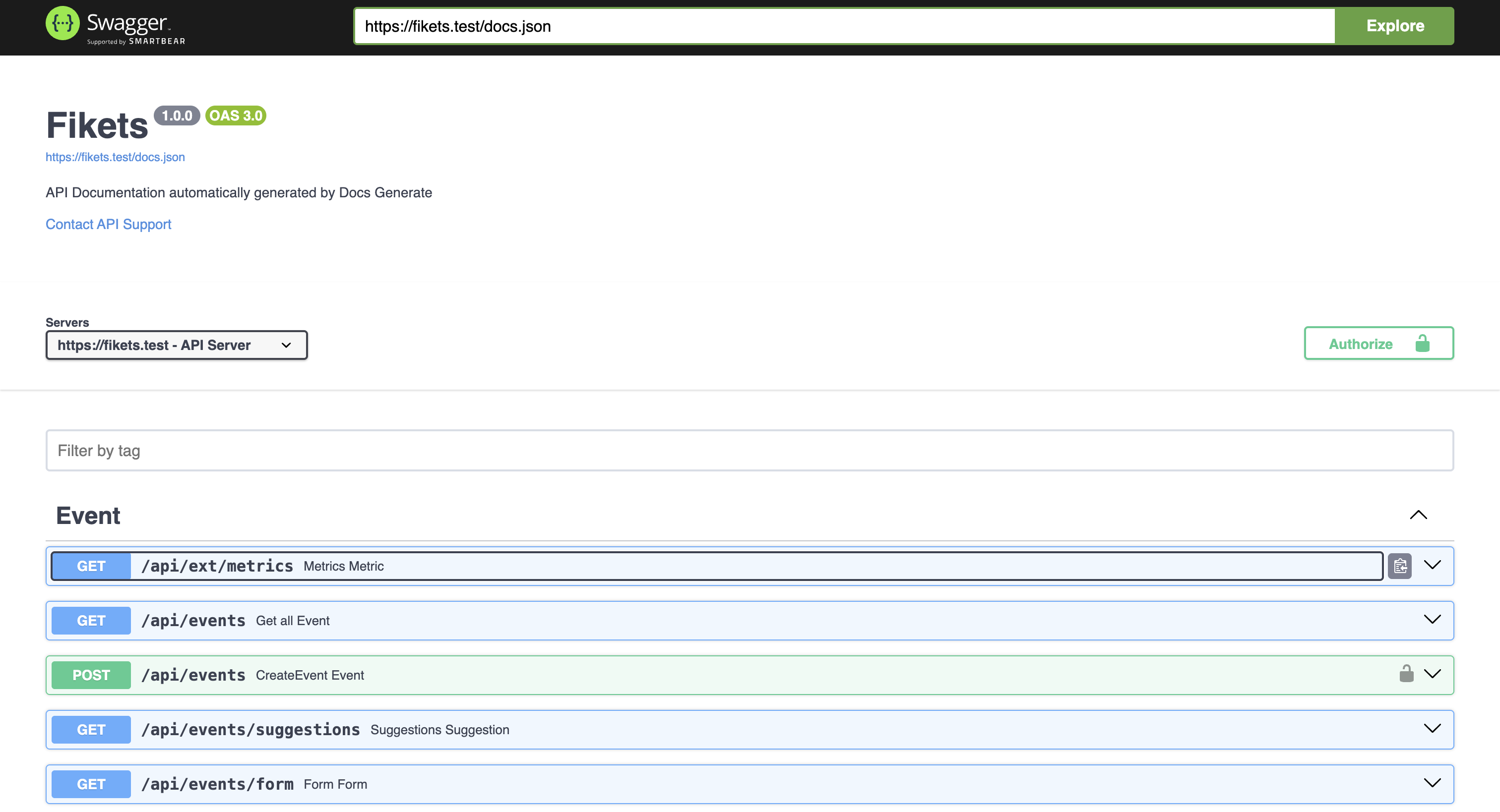Swagger UI Screenshot