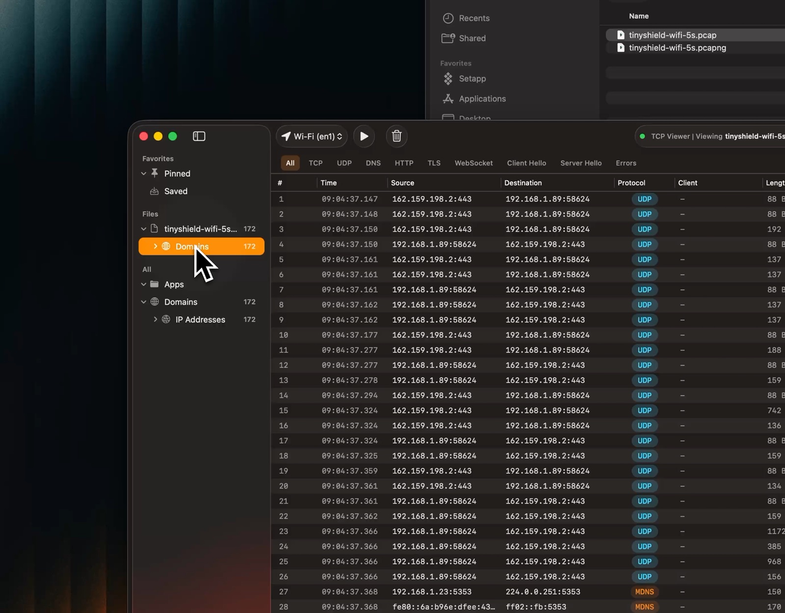 Open a PCAP or PCAPNG file in TCP Viewer